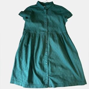 Girls Old Navy Green Button-Front Shirt Dress 14-16